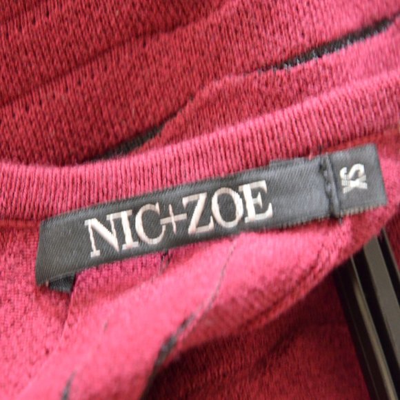 Nic & Zoe Burgundy Illusion Twirl Knit Sweater Dress Womens Size XS Bell Sleeves - Picture 14 of 15